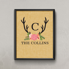 Leinen Florales Geweih Personalisiertes Poster Klein 21,6 x 27,9 cm
