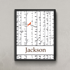 Stammbaum eine Orange Vogel  Personalisiertes Poster Klein 21,6 x 27,9 cm