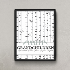 Stammbaum Acht Graue Vögel Personalisiertes Poster Klein 21,6 x 27,9 cm