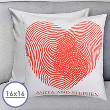 Fingerabdruck im Herzen Personalisierter Kissenbezug 40,6 x 40,6 cm