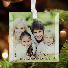 Familienglück Weihnachten Glasschmuck Personalisieren Quadrat