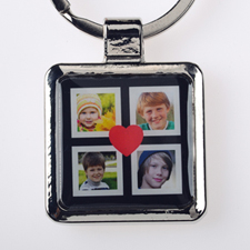 Schlüsselanhänger Collage Vier Fotos Schwarz Personalisieren