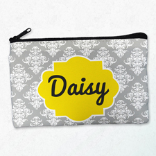 Vintage Grau Schminktasche Reißverschluß Personalisieren 10,2 x 17,8 cm