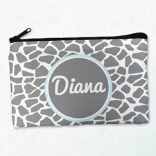 Leopard Grau Schminktasche Reißverschluß Personalisieren 10,2 x 17,8 cm