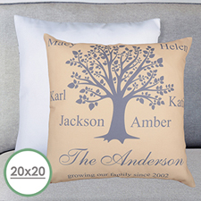 Stammbaum Beige Personalisierter Kissenbezug 50,8 x 50,8 cm