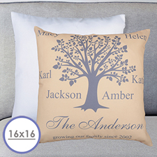 Stammbaum Beige Personalisierter Kissenbezug 40,6 x 40,6 cm