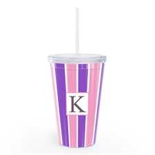 Pink Gestreifter Plastikbecher Doppelwand Acrylbecher Personalisieren