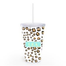 Leopardenmuster Doppelwand Acrylbecher Personalisieren