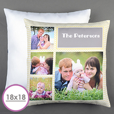 Chevron Collage Gelb Vier Fotos Personalisierter Kissenbezug 45,7 x 45,8 cm
