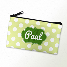 Grün Punkte Schmicktasche Reißverschluß Personalisieren 10,2 x 17,8 cm