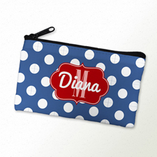 Navy Dunkelblau Punkte Schmicktasche Reißverschluß Personalisieren 10,2 x 17,8 cm