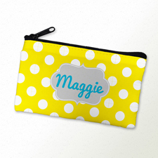 Gelb Punkte Schmicktasche Reißverschluß Personalisieren 10,2 x 17,8 cm