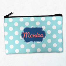 Weiße Punkte Aqua Schminktasche Beide Seiten gleich Personalisieren
