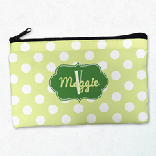 Weiße Punkte Grüne Schminktasche Beide Seiten gleich Personalisieren
