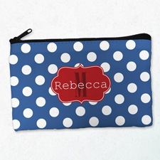 Weiße Punkte Navy Schminktasche Beide Seiten gleich Personalisieren