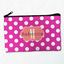 Weiße Punkte Pinke Schminktasche Beide Seiten gleich Personalisieren