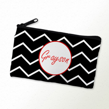 Schwarze Wellen Roter Rahmen Schmicktasche Reißverschluß Personalisieren 10,2 x 17,8 cm