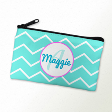 Aqua Wellen Pink Rahmen Schmicktasche Reißverschluß Personalisieren 10,2 x 17,8 cm