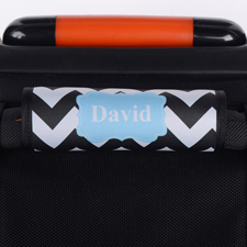 Wellen Schwarz Aqua Personalisierter Kofferanhänger