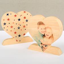 Bunte Sterne Alles Liebe Fotoherz aus Holz Personalisieren Geschenk