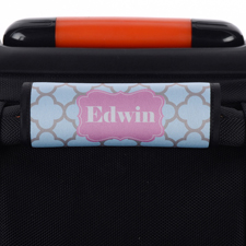 Kleeblattmuster Aqua und Grau Personalisiertes Kofferschild
