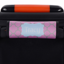 Kleeblattmuster Pink und Grau Personalisiertes Kofferschild