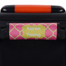 Vierpass Pink Hellgrüner Rahmen Personalisierter Kofferanhänger