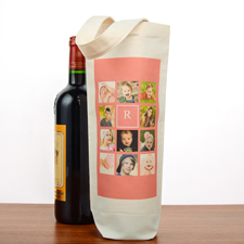 Foto Collage Pink Personalisierte Weintasche Baumwolle