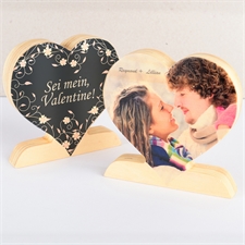 Sei mein Valentine Fotoherz aus Holz Personalisieren