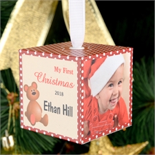 Erste Weihnachten Fotowürfel Personalisieren 5,1 cm Holzwürfel