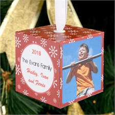 Schneeflocken Schneeflöckchen Fotowürfel Personalisieren Weihnachten 5,1 cm Holzwürfel