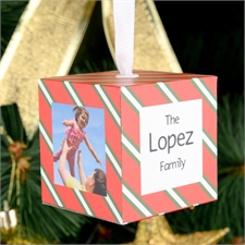 Streifen Rot Grün Fotowürfel selbst gestalten Weihnachten 5,1 cm Holzwürfel