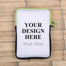 Grüner Reißverschluss iPad Mini Hülle Hochformat Einseitig Personalisieren 21,0 x 14,6 cm