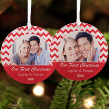 Chevron Personalized Photo Acrylic Round Ornament