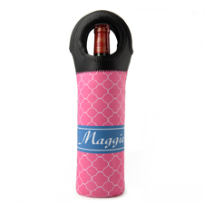 Kleeblatt Pink Weintasche aus Neopren Vorderseite Personalisieren