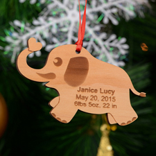 Elefant mit Herz Personalisiert Gravierter Holzschmuck