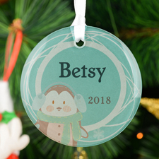 Pinguin Baumschmuck Personalisieren mit Gravur Glas Rund