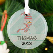 Weihnachtsmann Schneemann Personalisieren mit Gravur Glas Rund
