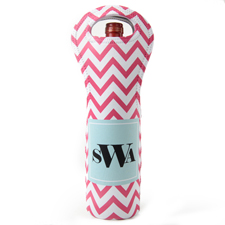 Fuchsie Pfauenblau Weintasche aus Neopren Beide Seiten Personalisieren