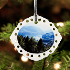 Porzellan Weihnachtsdeko Anhänger  Oval Filigran Querformat Einseitig Selbst Personalisieren