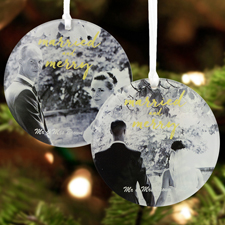 Personalized Wedding Photo Acrylic Round Ornament
