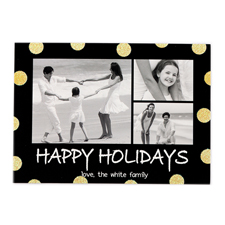 Frohe Feiertage Schwarz Gold Glitzer Personalisierte Weihnachtskarte 127x178