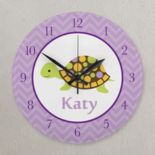 Lila Schildkröte Runde Wanduhr Personalisieren Acryl 27,3 cm