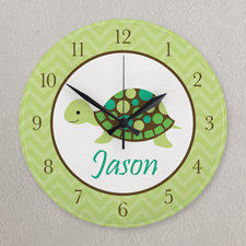 Grüne Schildkröte Runde Wanduhr Personalisieren Acryl 27,3 cm