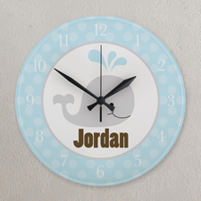 Walfisch Blau und Grau Runde Wanduhr Personalisieren Acryl 27,3 cm
