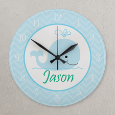 Walfisch Blau und Weiß Runde Wanduhr Personalisieren Acryl