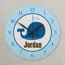 Walfisch Navy und Blau Runde Wanduhr Personalisieren Acryl