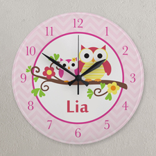 Pink Eule Runde Wanduhr Personalisieren Acryl 27,3 cm