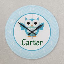 Blaue Eule Runde Wanduhr Personalisieren Acryl