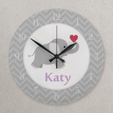 Elefant Grau und Weiß Runde Wanduhr Personalisieren Acryl